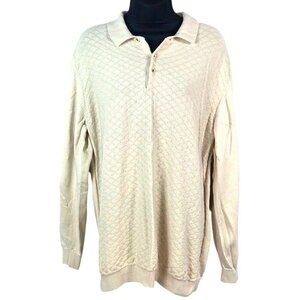 Guide London Mens Lg Premium Range British Design Cream Cotton Knit Polo Sweater